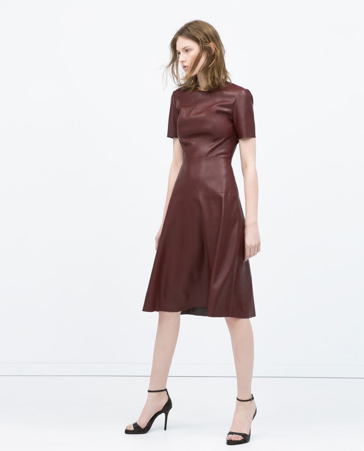 Zara Burgundy leather dress